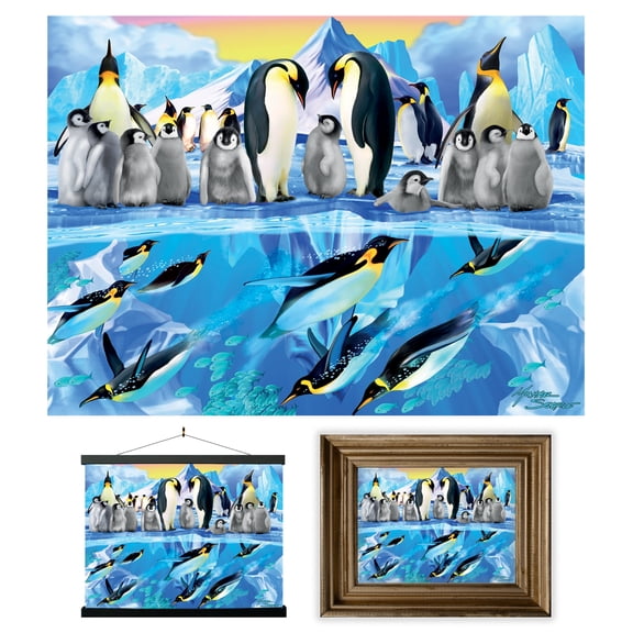 3D LiveLife Lenticular Wall Art Penguin Plunge from Deluxebase Unframed 3D Winter Poster Decor