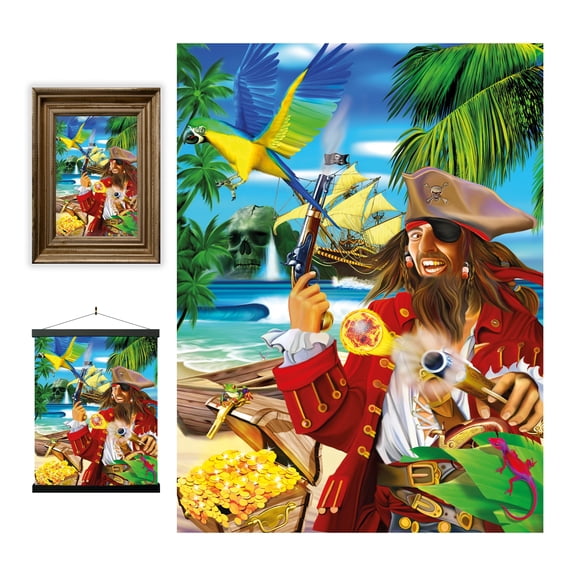 3D LiveLife Lenticular Wall Art - Pirate Island by Deluxebase | Unframed Fantasy Poster by Searle