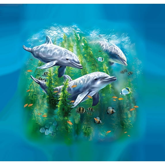 3D Dolphin Kelp Bed Wall Art by Deluxebase – Lenticular Ocean Print by Artist Tami Alba
