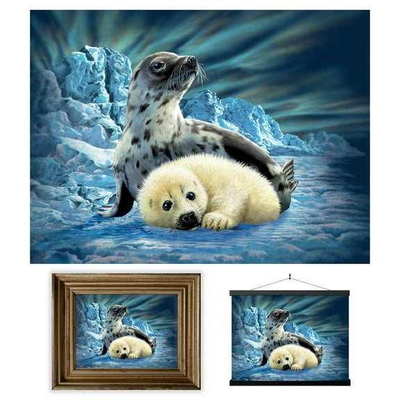 3D LiveLife Lenticular Wall Art Prints - Harp Seals by Deluxebase. Unframed 3D Ocean Poster