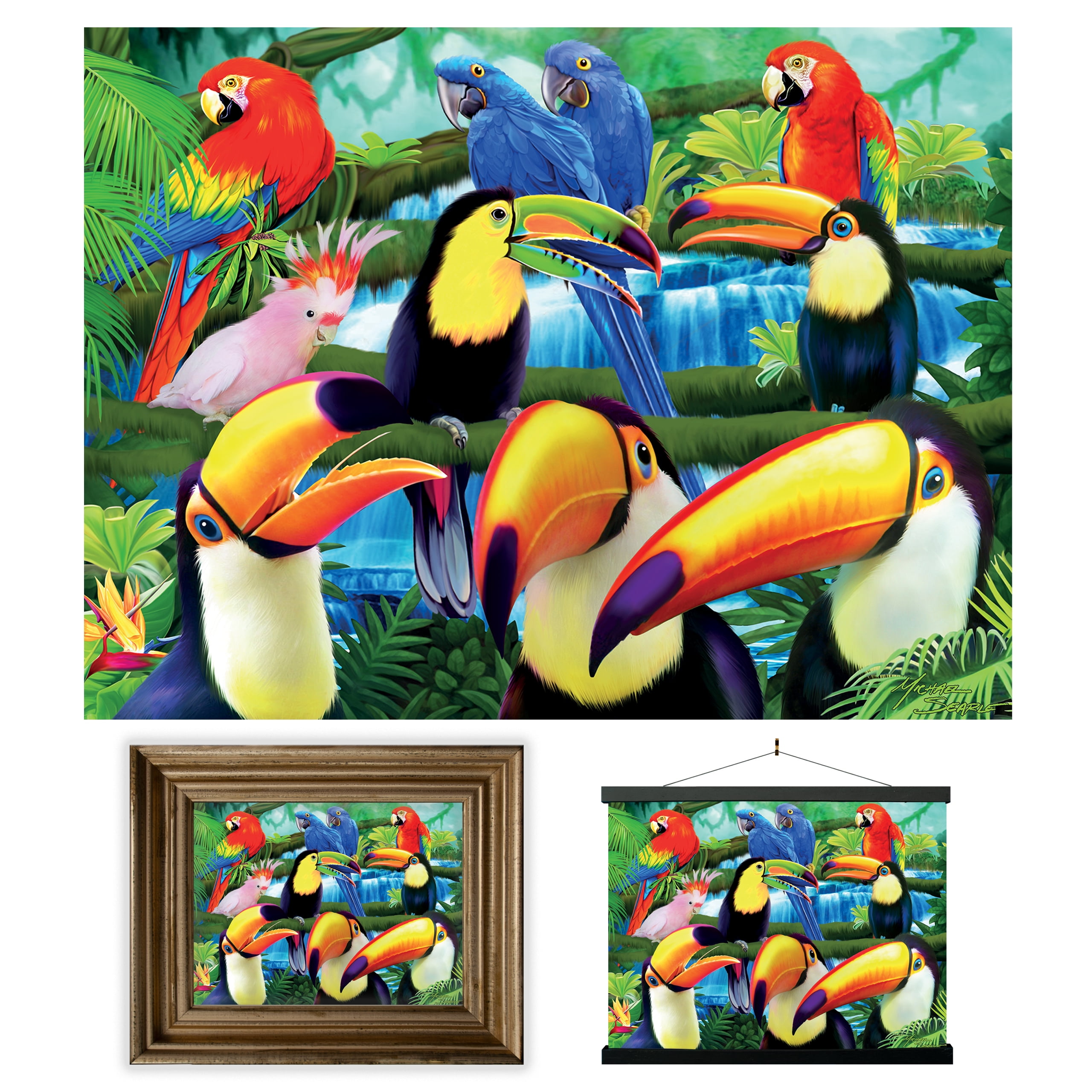 Vibrant Tropical Birds 3D Lenticular Poster, 12x16 Inches
