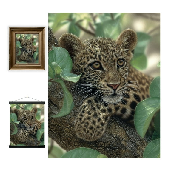 3D LiveLife Lenticular Wall Art - Tree Hugger Leopard Poster by Collin Bogle | Unframed Decor