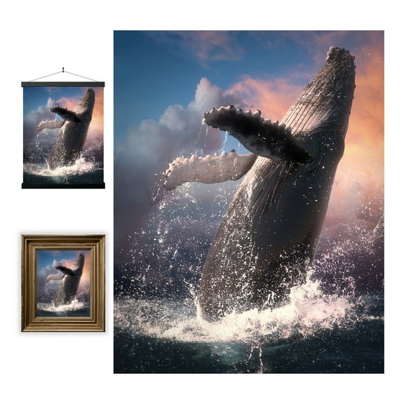 3D LiveLife Lenticular Wall Art Whale Jump from Deluxebase Unframed 3D Ocean Poster Decor