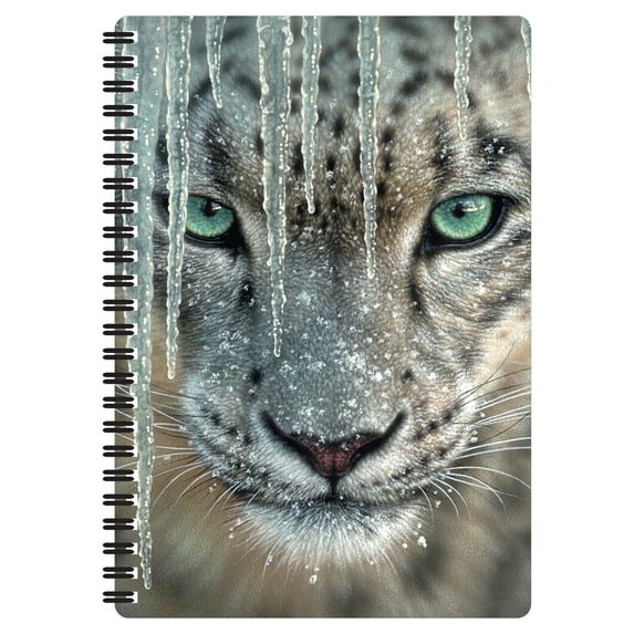 3D LiveLife Notebook – Blue Ice Snow Leopard by Deluxebase | 80-Page Lined 11x8.5in