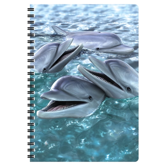 3D LiveLife Notebooks - Dolphin Smile from Deluxebase. Ruled 8.2" x 5.7" Medium Notepad. 80 Page Spiral Bound Notebook with Lenticular Dolphin Cover.