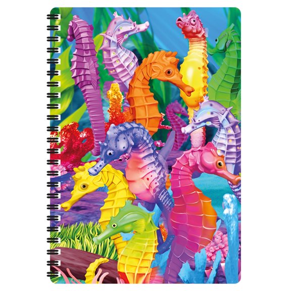 3D LiveLife Notebooks - Hilarious Hippocampus from Deluxebase. Ruled 8.2" x 5.7" Medium Notepad. 80 Page Spiral Bound Notebook with Lenticular Seahorse Cover. Ocean Animal Journal for Women and Men.