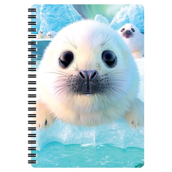 3D LiveLife Notebooks - Seal Pups from Deluxebase. Ruled 8.2" x 5.7" Medium Notepad. 80 Page Spiral Bound Notebook with Lenticular Seal Cover.