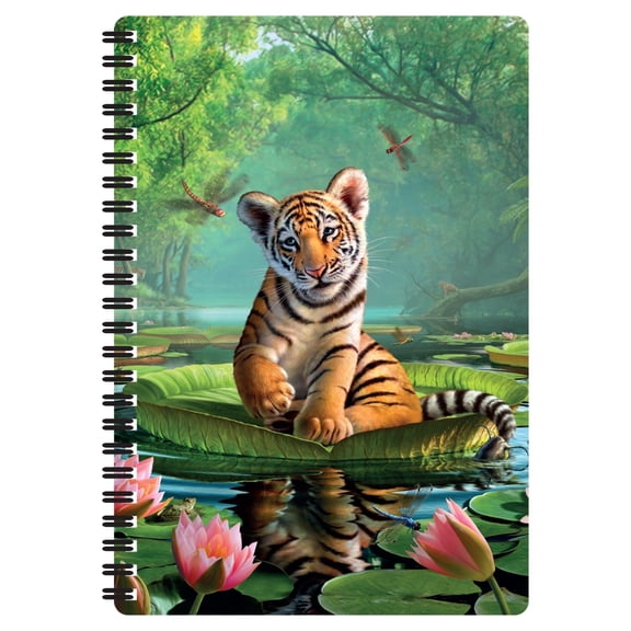 3D LiveLife Notebooks - Tiger Lily from Deluxebase. Ruled 8.2" x 5.7" Medium Notepad. 80 Page Spiral Bound Notebook with Lenticular Tiger Cover.