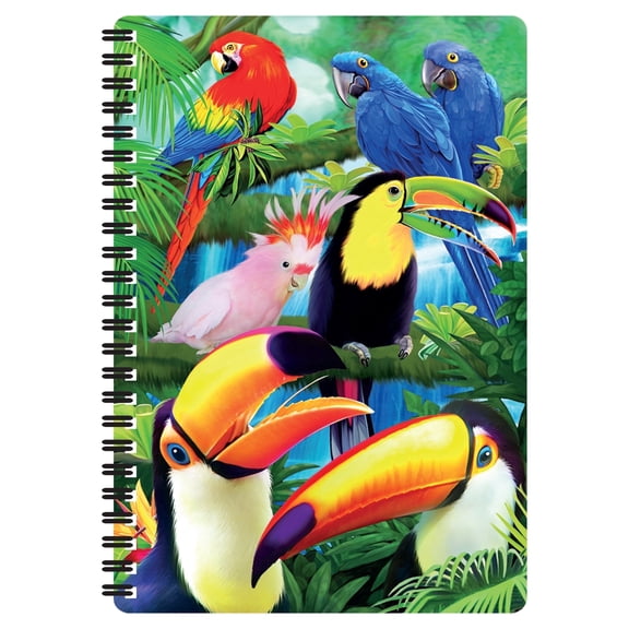 3D LiveLife Notebooks - Toucan Paradise from Deluxebase. Ruled 8.2" x 5.7" Medium Notepad. 80 Page Spiral Bound Notebook with Lenticular Bird Cover.