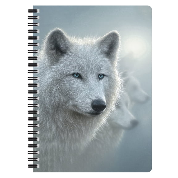 3D LiveLife Notebooks - White Out from Deluxebase. Ruled 8.2" x 5.7" Medium Notepad. 80 Page Spiral Bound Notebook with Lenticular Wolf Cover.