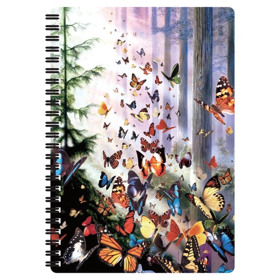3D LiveLife Notebooks - Butterfly Woods from Deluxebase. Ruled 8.2" x 5.7" Medium Notepad. 80 Page Spiral Bound Notebook, Lenticular Butterfly Cover.