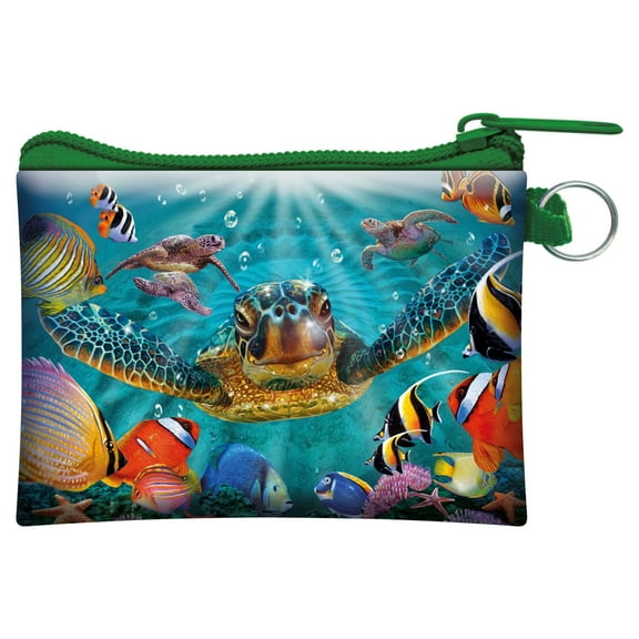 3D LiveLife Coin Purse - Tiny Bubbles Turtle from Deluxebase. 3D Zipper Wallet for Cash and Cards