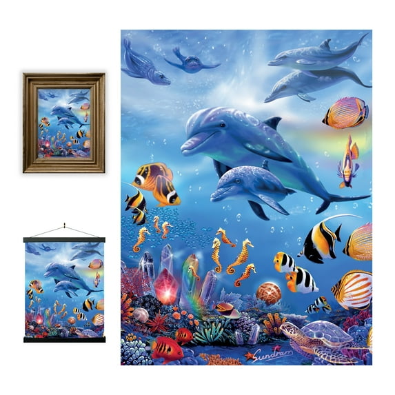 3D LiveLife Wall Art Print Seahorse Kingdom – Unframed 3D Coral Reef Poster by Deluxebase