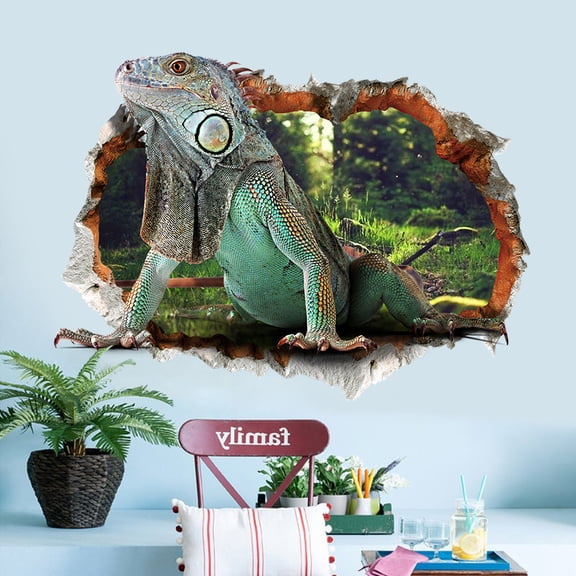 3D Lizard Wall Decal for Kids Room - Removable PVC Animal World Waterproof Wall Sticker 7231