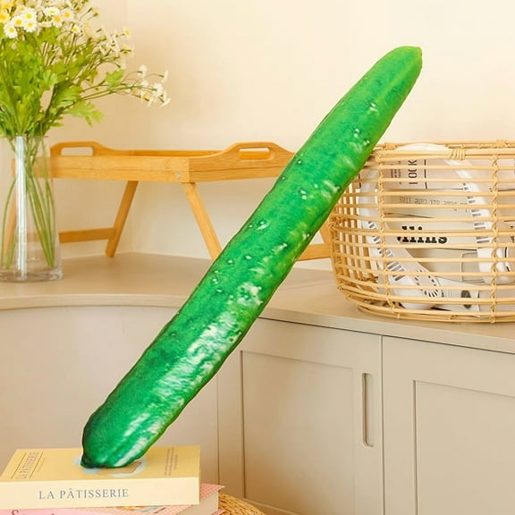 3D Long Throw Pillow, Comfortable Body Pillow, Cute Cucumber Plush Pillow, Made with Soft Premium Fabric and PP Cotton,Green,55cm