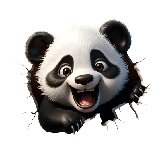 3D Look Panda Christmas Wall Stickers Snowman Reindeer Candy Wall Decals Removable Winter Holiday Xmas Break Through Wall Art for Bedroom Playroom Living Room Decor