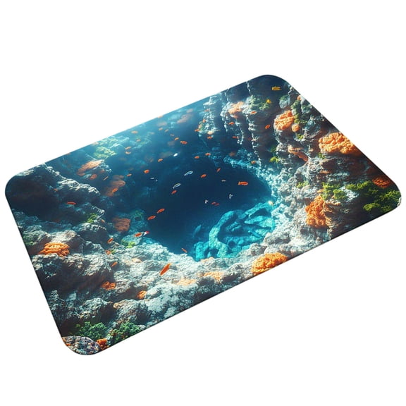 3D Look Rug Non- Floor Mat for Indoor Outdoor Use Blue Water Stone Visual Doormat for Bedroom Living Room Porch Terrace Entrance Decor 11.81x15.75 Inch Home Decor Modern Design