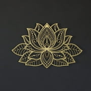 3D Lotus Flower Mandala Metal Wall Art - Gold