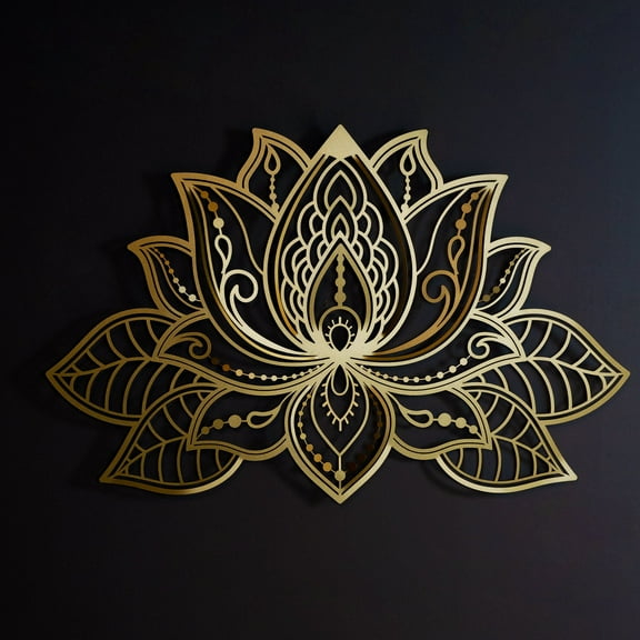 3D Lotus Mandala Metal Wall Art - Bohemian Wall Decoration - 27" x 17"