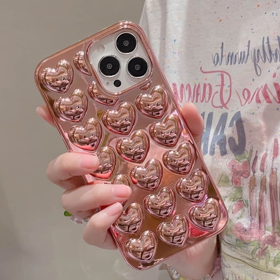 3D Love Heart Bubbles Case For iPhone 17 16 14 15 12 13 11 Pro XS Max XR XS 7 8 SE Soft Cases Shockproof Back Cover Shell