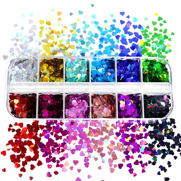 3D Love Heart Sequins Glitter Flakes Colorful for Sparkle Glitter Sticker Decals Art Decorat