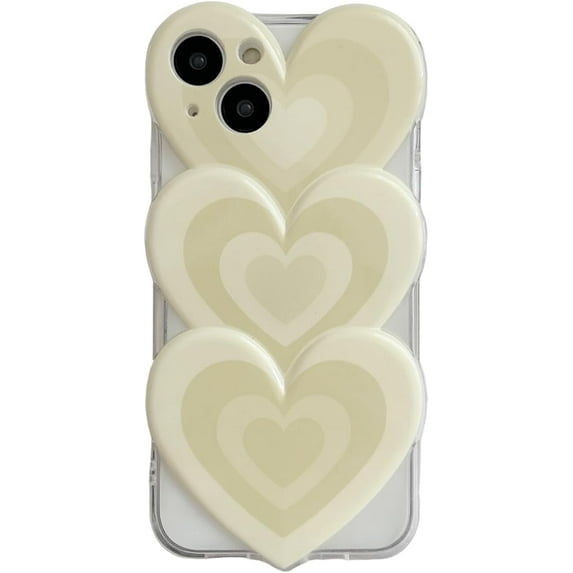 3D Love Heart Shape Clear Phone Case Compatible with iPhone 13 Pro Max,Cute Unique Stylish Loving Design Girly Slim Soft Camera Shockproof Cover(iPhone 13promax 6.7inch,Cream Yellow)
