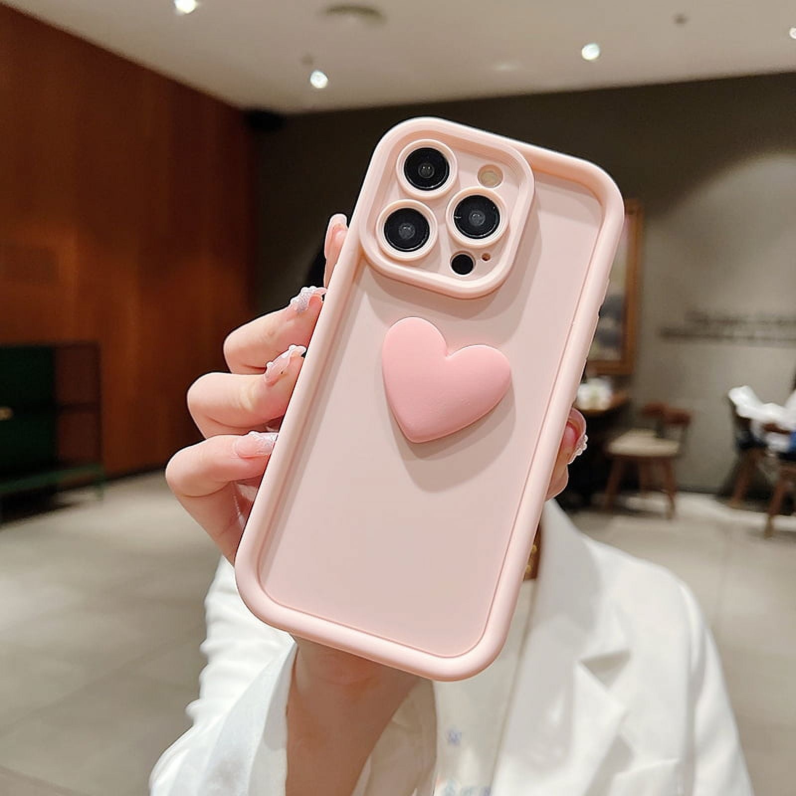 3D Love Heart Silicone Phone Case For iPhone 16 15 Pro Max Case iPhone