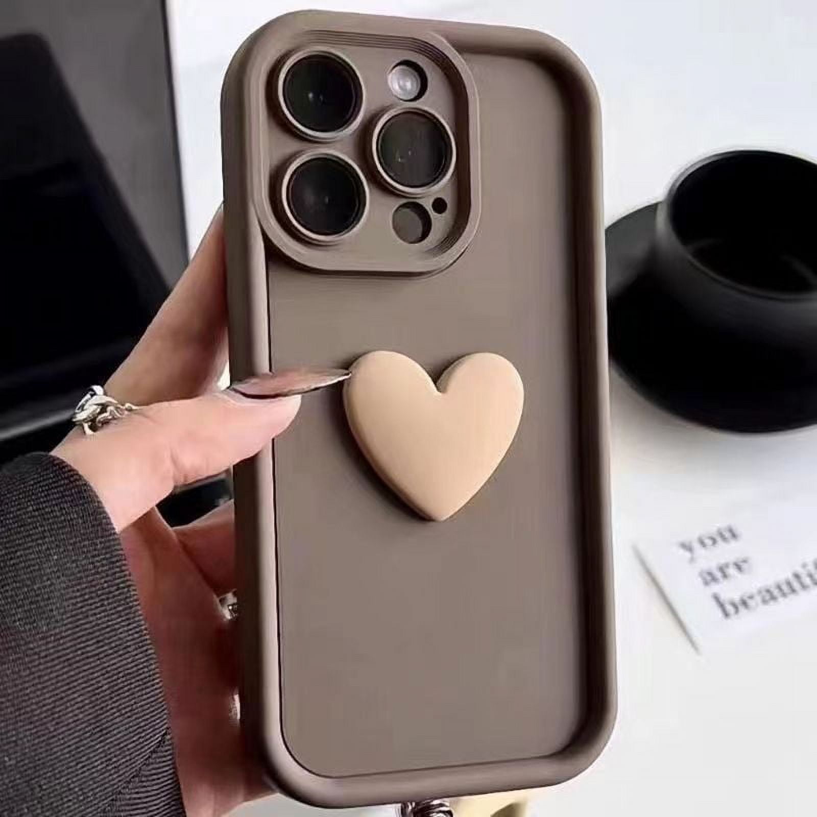 3D Love Heart Silicone Phone Case For iPhone 16 15 Pro Max Case iPhone