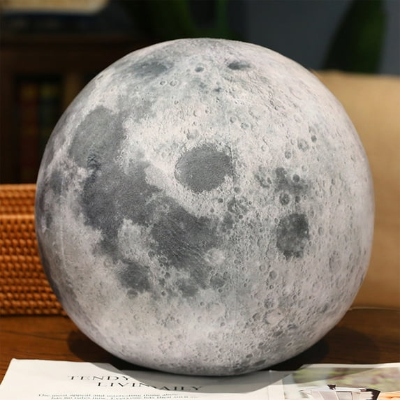 3D Lunar Plush Pillow Ultra-Soft Realistic Craters Textured Surface, Educational Stem Toy For 3-8 Year Olds, Gift For Little Astronomers Bedroom Decor & Classroom Use