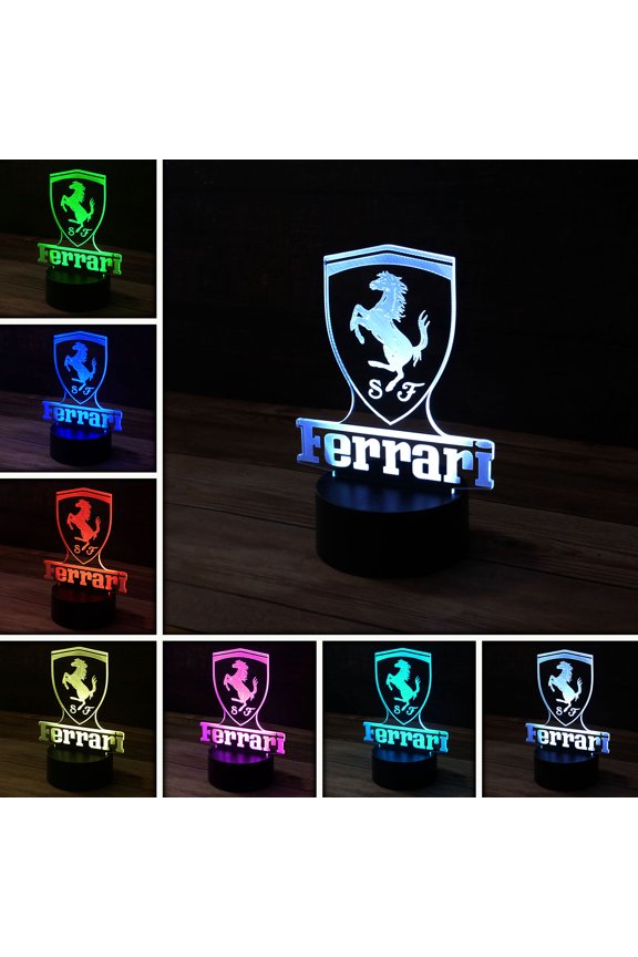 3D Luxury Car Logo Desk Light - 7 Color LED Lamp Base with USB or Battery and Touch control Rotating Fade or Solid Color mode. Makes a perfect Nightlight for Kids or Unique Gift for any age.