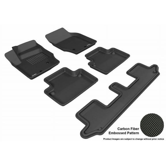 3D MAXpider 2003-2014 Fits Volvo Xc90 Kagu 1st Row 2nd Row 3rd Row Black Carbon Fiber Embossed Pattern Floor Mat L1VV00401509