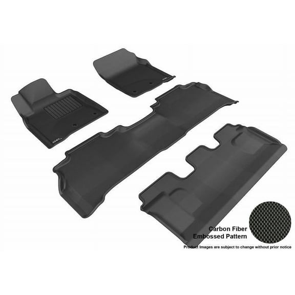 3D MAXpider 2008-2011 Fits Lexus LX570 1st Row 2nd Row 3rd Row Kagu Carbon Fiber Embossed Pattern Black Floor Mat L1LX03701509