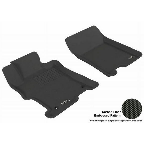 3D MAXpider 2008-2012 Fits Honda Accord Kagu 1st Row Black Carbon Fiber Embossed Pattern Floor Mat L1HD00811509