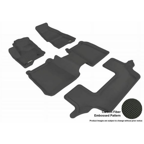 3D MAXpider 2009-2019 Fits Ford Flex 1st Row 2nd Row 3rd Row Kagu Carbon Fiber Embossed Pattern Black Floor Mat L1FR05101509