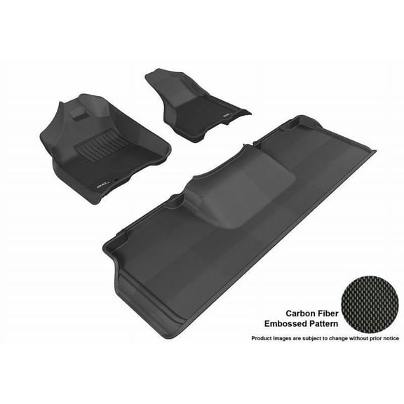 3D MAXpider 2010-2012 Fits Dodge Ram 2500 Ram 3500 Mega Cab 1st Row 2nd Row Kagu Carbon Fiber Embossed Pattern Black Floor Mat L1DG02201509