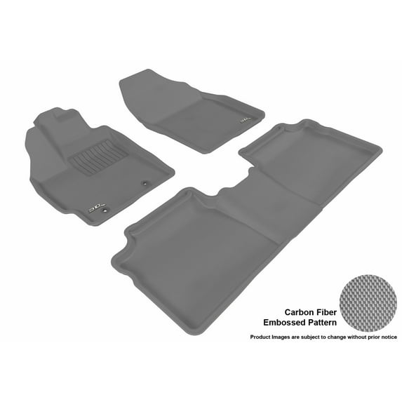 3D MAXpider 2012-2015 Toyota Prius Front & Second Row Set All Weather Floor Liners in Gray with Carbon Fiber Look