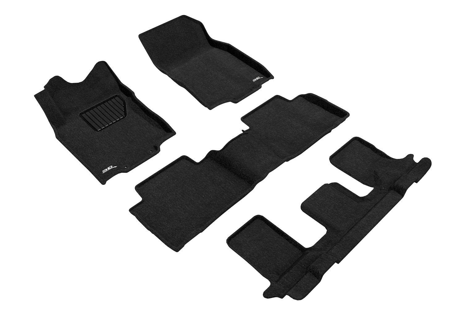 3D MAXpider 2014-2020 Fits Nissan Rogue Elegant Woven Nylon Black 1st 2nd Row Floor Mat L1NS06804709