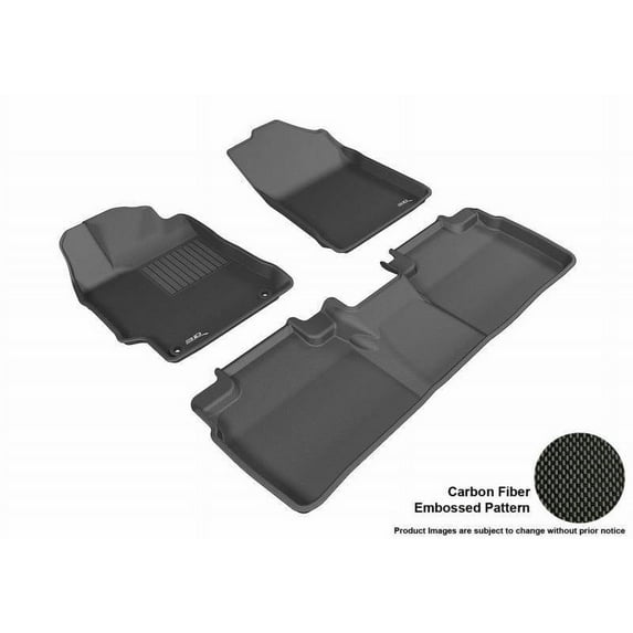 3D MAXpider 2015-2017 Fits Toyota Camry Kagu 1st Row 2nd Row Black Carbon Fiber Embossed Pattern Floor Mat L1TY17301509