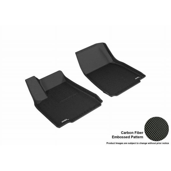 3D MAXpider 2016-2021 Fits Tesla Model X 1st Row Black Kagu Carbon Fiber Embossed Pattern Floor Mat L1TL00111509