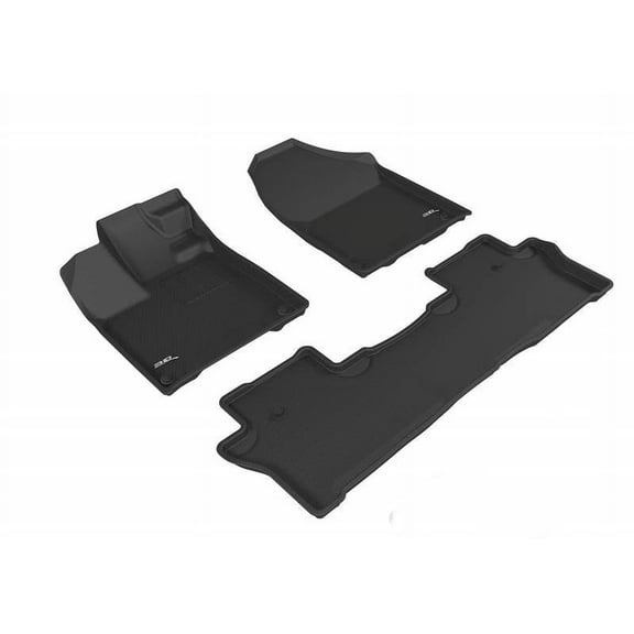 3D MAXpider 2016-2022 Fits Honda Pilot 2019-2024 Passport1st 2nd Row Black Kagu Carbon Fiber Embossed Pattern Floor Mat L1HD10201509