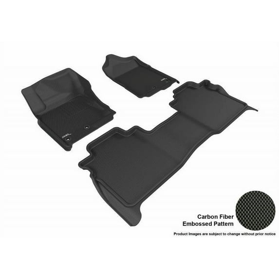 3D MAXpider 2016-2024 Fits Nissan Titan Crew Cab Kagu 1st Row 2nd Row Black Carbon Fiber Embossed Pattern Floor Mat L1NS08501509