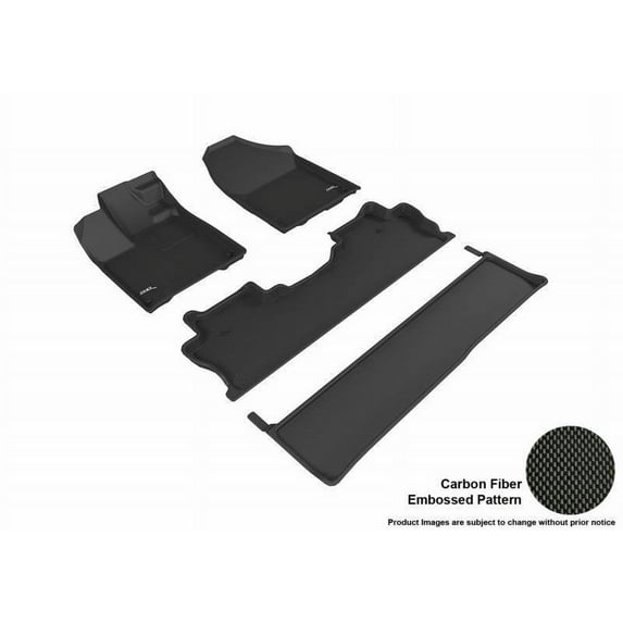 3D MAXpider 2017-2023 Fits Honda Ridgeline 1st Row 2nd Row 3rd Row Kagu Carbon Fiber Embossed Pattern Black Floor Mat L1HD08301509