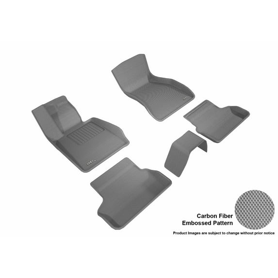 "3D MAXpider All-Weather Custom Fit Floor Liners for BMW 5-Series Sedan/Wagon (G30/G31) RWD 2017-2022, KAGU Series (Complete Set) 1st & 2nd Row, Gray"