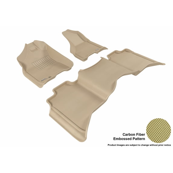 3D MAXpider All-Weather Custom Fit Floor Liners for Dodge/RAM Trucks 1500 / 2500/3500 Crew Cab 2010-2012, KAGU Series (Complete Set) 1st & 2nd Row W/ Eyelets, Tan)