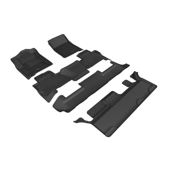 3D MAXpider All-Weather Custom Fit Floor Liners for GM Tahoe/Yukon (W/ 2nd Row Bench Seat) 2015-2020, KAGU Series (Complete Set) 1st, 2nd & 3rd Row, Gray