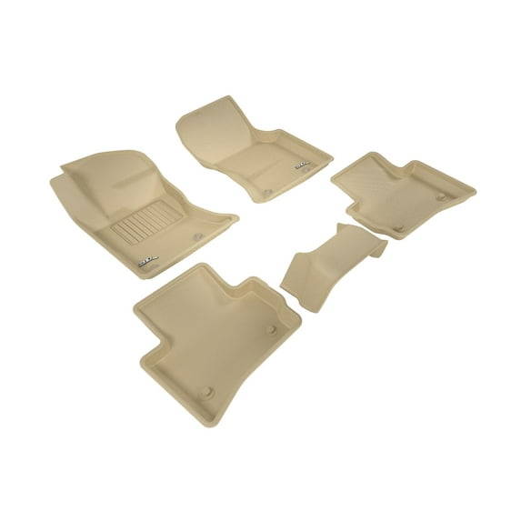 3D MAXpider All-Weather Custom Fit Floor Liners for Jaguar F-PACE 2017-2022 / Land Rover Range Rover Velar 2018-2022, KAGU Series (Complete Set) 1st & 2nd Row, Tan