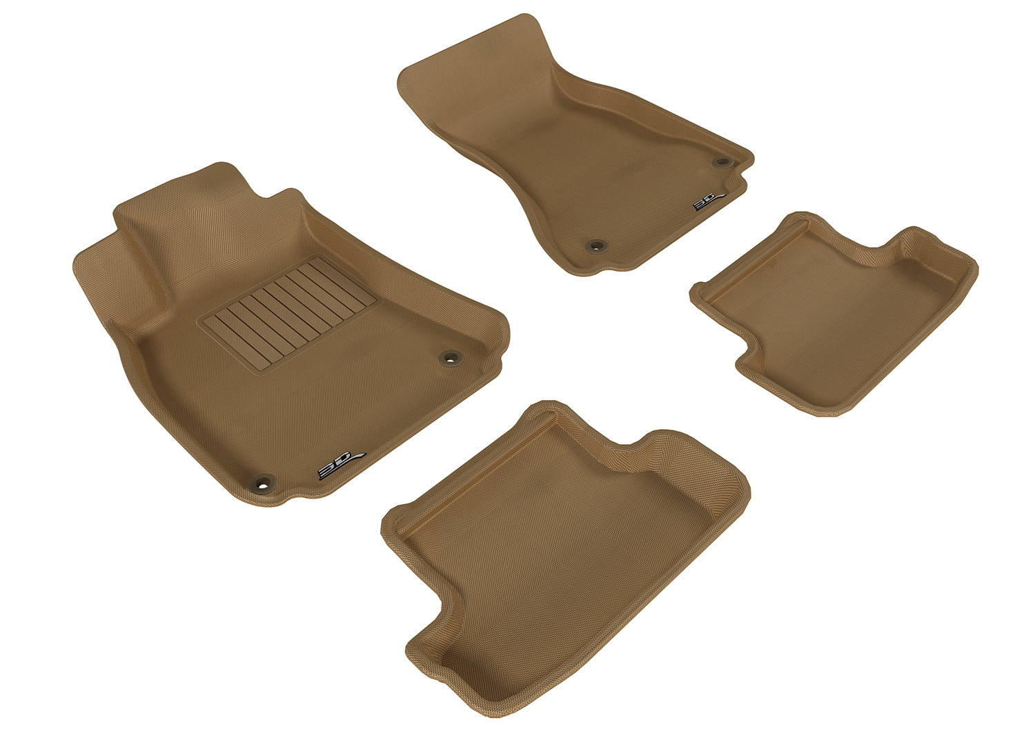 3D MAXpider All-Weather Custom Fit Floor Liners for Audi A5 Coupe S5  Coupe 2009-2017, KAGU Series (Complete Set) 1st  2nd Row, Tan