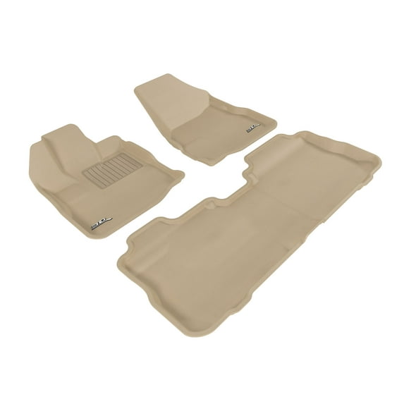 3D MAXpider All-Weather Custom Fit Floor Liners for Chevrolet Equinox / GMC Terrain 2010-2017, KAGU Series (Complete Set) 1st & 2nd Row, Tan