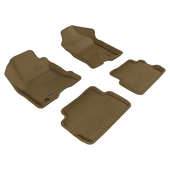 3D MAXpider All-Weather Custom Fit Floor Liners for Ford Focus Sedan 2008-2011, KAGU Series (Complete Set) 1st & 2nd Row W/ Eyelets, Tan