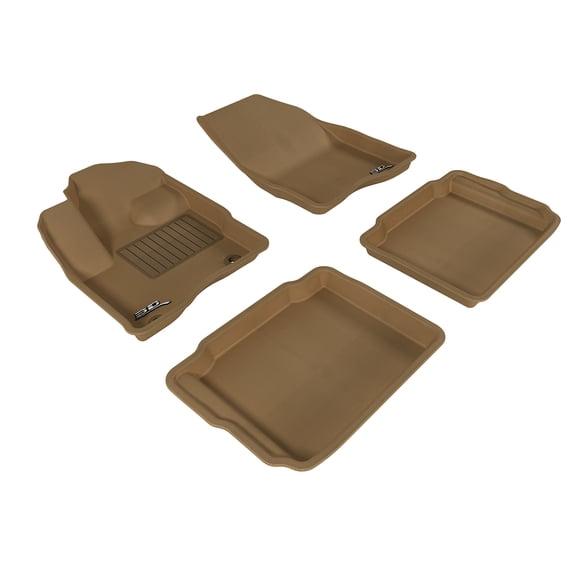 "3D MAXpider All-Weather Custom Fit Floor Liners for Ford Taurus 2010-2019, KAGU Series (Complete Set) 1st & 2nd Row W/ Post, Tan"